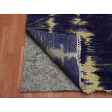 Load image into Gallery viewer, 8&#39;8&quot;x12&#39;1&quot; Indigo Blue, The Empire State Building, Sari Silk And Textured Wool Hand Knotted, Oriental Rug FWR451176