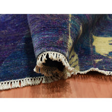Load image into Gallery viewer, 8&#39;8&quot;x12&#39;1&quot; Indigo Blue, The Empire State Building, Sari Silk And Textured Wool Hand Knotted, Oriental Rug FWR451176