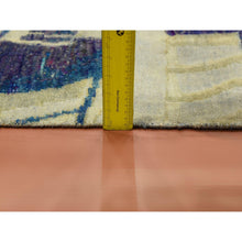 Load image into Gallery viewer, 8&#39;8&quot;x12&#39;1&quot; Indigo Blue, The Empire State Building, Sari Silk And Textured Wool Hand Knotted, Oriental Rug FWR451176