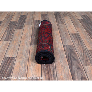 1'9"x4'10" Angels Red, Afghan Khamyab With Tribal Motifs Pattern, Hand Knotted, Soft 100% Wool, Vegetable Dyes, Short & Narrow Runner, Oriental Rug FWR4506