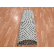 Load image into Gallery viewer, 9&#39;x12&#39;1&quot; Ivory, Modern Roman Key Design, Pure Raised Silk with Textured Oxidized Wool, Hand Knotted, Oriental Rug FWR451200