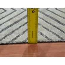 Load image into Gallery viewer, 9&#39;x12&#39;1&quot; Ivory, Modern Roman Key Design, Pure Raised Silk with Textured Oxidized Wool, Hand Knotted, Oriental Rug FWR451200
