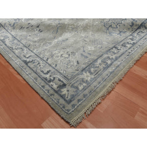 8'2"x9'10" Light Gray, Oushak All Over Design, Pure Wool Hand Knotted, Oriental Rug FWR451236