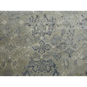 8'2"x9'10" Light Gray, Oushak All Over Design, Pure Wool Hand Knotted, Oriental Rug FWR451236