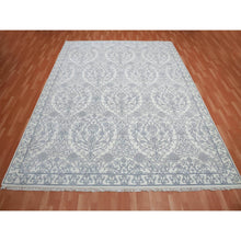 Load image into Gallery viewer, 9&#39;4&quot;x11&#39;9&quot; Ivory, 100% Cotton, Agra With Mughal Flower Bouquet Design Hand Knotted, Oriental Rug FWR451284