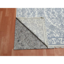 Load image into Gallery viewer, 9&#39;4&quot;x11&#39;9&quot; Ivory, 100% Cotton, Agra With Mughal Flower Bouquet Design Hand Knotted, Oriental Rug FWR451284