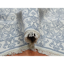 Load image into Gallery viewer, 9&#39;4&quot;x11&#39;9&quot; Ivory, 100% Cotton, Agra With Mughal Flower Bouquet Design Hand Knotted, Oriental Rug FWR451284
