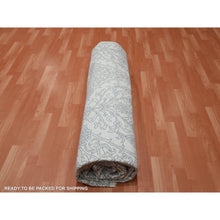 Load image into Gallery viewer, 9&#39;4&quot;x11&#39;9&quot; Ivory, 100% Cotton, Agra With Mughal Flower Bouquet Design Hand Knotted, Oriental Rug FWR451284