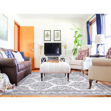 Load image into Gallery viewer, 8&#39;x9&#39;9&quot; Ivory, Hand Knotted 100% Cotton, Agra With Mughal Flower Bouquet Design, Oriental Rug FWR451290