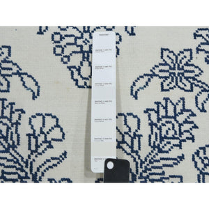8'x9'9" Ivory, Hand Knotted 100% Cotton, Agra With Mughal Flower Bouquet Design, Oriental Rug FWR451290
