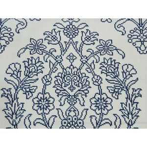 8'x9'9" Ivory, Hand Knotted 100% Cotton, Agra With Mughal Flower Bouquet Design, Oriental Rug FWR451290
