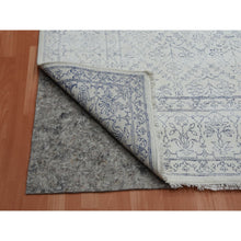 Load image into Gallery viewer, 9&#39;1&quot;x11&#39;10&quot; Ivory, Hand Knotted 100% Cotton, Agra With Mughal Flower Bouquet Trellis Design, Oriental Rug FWR451302