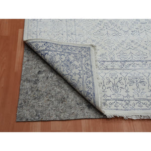 9'1"x11'10" Ivory, Hand Knotted 100% Cotton, Agra With Mughal Flower Bouquet Trellis Design, Oriental Rug FWR451302
