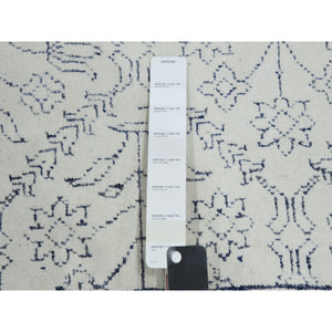 9'1"x11'10" Ivory, Hand Knotted 100% Cotton, Agra With Mughal Flower Bouquet Trellis Design, Oriental Rug FWR451302