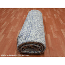 Load image into Gallery viewer, 9&#39;1&quot;x11&#39;10&quot; Ivory, Hand Knotted 100% Cotton, Agra With Mughal Flower Bouquet Trellis Design, Oriental Rug FWR451302