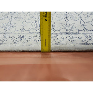 9'1"x11'10" Ivory, Hand Knotted 100% Cotton, Agra With Mughal Flower Bouquet Trellis Design, Oriental Rug FWR451302