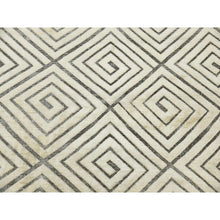Load image into Gallery viewer, 9&#39;10&quot;x14&#39;1&quot; Ivory, Hand Knotted Modern Roman Key Design, Pure Raised Silk with Textured Oxidized Wool, Oriental Rug FWR451320