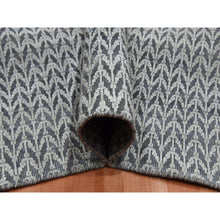 Load image into Gallery viewer, 8&#39;x10&#39; Charcoal Black, Pure Raised Silk Hand Knotted, Repetitive Pattern With Oxidized Textured Wool, Oriental Rug FWR451332