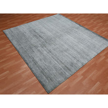 Load image into Gallery viewer, 8&#39;10&quot;x8&#39;10&quot; Gray, Plant Based Silk, Transitional Design Raised Pattern Hand Knotted, Square Oriental Rug FWR451338