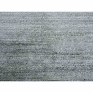 8'10"x8'10" Gray, Plant Based Silk, Transitional Design Raised Pattern Hand Knotted, Square Oriental Rug FWR451338
