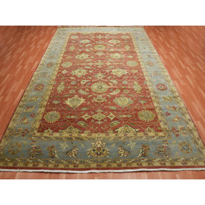 9'10"x15'4" Copper Red, Antiqued Persian Sultanabad Design, 250 Kpsi Distressed, 100% Wool Hand Knotted, Oversized Oriental Rug FWR451368