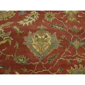 9'10"x15'4" Copper Red, Antiqued Persian Sultanabad Design, 250 Kpsi Distressed, 100% Wool Hand Knotted, Oversized Oriental Rug FWR451368