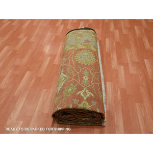 9'10"x15'4" Copper Red, Antiqued Persian Sultanabad Design, 250 Kpsi Distressed, 100% Wool Hand Knotted, Oversized Oriental Rug FWR451368
