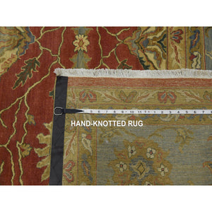9'10"x15'4" Copper Red, Antiqued Persian Sultanabad Design, 250 Kpsi Distressed, 100% Wool Hand Knotted, Oversized Oriental Rug FWR451368