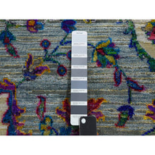 Load image into Gallery viewer, 8&#39;8&quot;x12&#39; Blueish Gray, Medallion Design, Sari Silk With Textured Wool Hand Knotted, Oriental Rug FWR451398