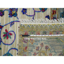 Load image into Gallery viewer, 8&#39;8&quot;x12&#39; Blueish Gray, Medallion Design, Sari Silk With Textured Wool Hand Knotted, Oriental Rug FWR451398
