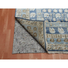 Load image into Gallery viewer, 8&#39;9&quot;x12&#39; Yale Blue, Hand Knotted 100% Pure Real Silk, Khotan Repetitive Flower And Branch Design With Multiple Borders, Oriental Rug FWR451452