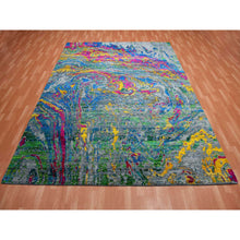 Load image into Gallery viewer, 9&#39;x11&#39;9&quot; Gray Lava Design, Sari Silk With Wool Hand Knotted, Oriental Rug FWR451476