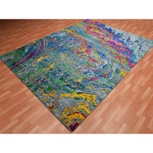 Load image into Gallery viewer, 9&#39;x11&#39;9&quot; Gray Lava Design, Sari Silk With Wool Hand Knotted, Oriental Rug FWR451476