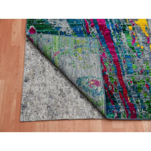 9'x11'9" Gray Lava Design, Sari Silk With Wool Hand Knotted, Oriental Rug FWR451476