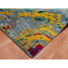 Load image into Gallery viewer, 9&#39;x11&#39;9&quot; Gray Lava Design, Sari Silk With Wool Hand Knotted, Oriental Rug FWR451476