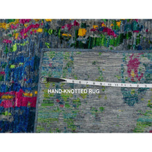 Load image into Gallery viewer, 9&#39;x11&#39;9&quot; Gray Lava Design, Sari Silk With Wool Hand Knotted, Oriental Rug FWR451476