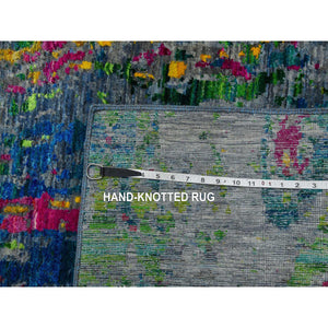9'x11'9" Gray Lava Design, Sari Silk With Wool Hand Knotted, Oriental Rug FWR451476