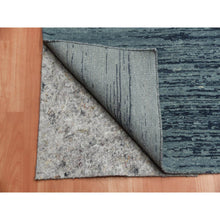 Load image into Gallery viewer, 10&#39;1&quot;x14&#39;1&quot; Blue With Touches Of Ivory Striae Design, Hand Knotted Pure Wool, Oriental Rug FWR451494