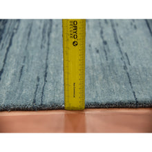 Load image into Gallery viewer, 10&#39;1&quot;x14&#39;1&quot; Blue With Touches Of Ivory Striae Design, Hand Knotted Pure Wool, Oriental Rug FWR451494