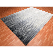 Load image into Gallery viewer, 10&#39;1&quot;x14&#39;2&quot; Gray And Black, Densely Woven Pure Wool, Hand Knotted Modern Ombre Design, Oriental Rug FWR451512