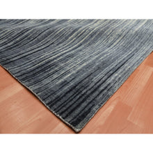 Load image into Gallery viewer, 10&#39;1&quot;x14&#39;2&quot; Gray And Black, Densely Woven Pure Wool, Hand Knotted Modern Ombre Design, Oriental Rug FWR451512