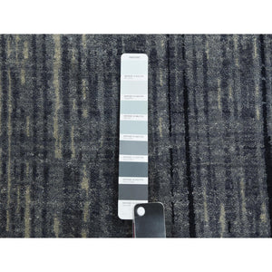10'1"x14'2" Gray And Black, Densely Woven Pure Wool, Hand Knotted Modern Ombre Design, Oriental Rug FWR451512