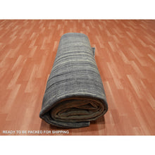 Load image into Gallery viewer, 10&#39;1&quot;x14&#39;2&quot; Gray And Black, Densely Woven Pure Wool, Hand Knotted Modern Ombre Design, Oriental Rug FWR451512