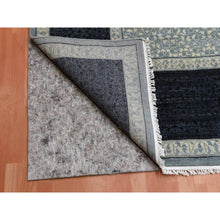 Load image into Gallery viewer, 9&#39;x12&#39;3&quot; Shades Of Blue, Leaf All Over Pattern With A Distinct Contrasting Border Colors, Tone On Tone, Pure Wool Hand Knotted, Oriental Rug FWR451518