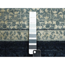 Load image into Gallery viewer, 9&#39;x12&#39;3&quot; Shades Of Blue, Leaf All Over Pattern With A Distinct Contrasting Border Colors, Tone On Tone, Pure Wool Hand Knotted, Oriental Rug FWR451518
