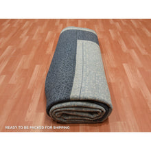 Load image into Gallery viewer, 9&#39;x12&#39;3&quot; Shades Of Blue, Leaf All Over Pattern With A Distinct Contrasting Border Colors, Tone On Tone, Pure Wool Hand Knotted, Oriental Rug FWR451518