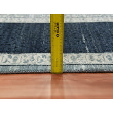 Load image into Gallery viewer, 9&#39;x12&#39;3&quot; Shades Of Blue, Leaf All Over Pattern With A Distinct Contrasting Border Colors, Tone On Tone, Pure Wool Hand Knotted, Oriental Rug FWR451518