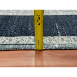 9'x12'3" Shades Of Blue, Leaf All Over Pattern With A Distinct Contrasting Border Colors, Tone On Tone, Pure Wool Hand Knotted, Oriental Rug FWR451518