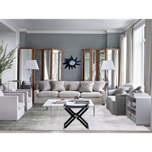 Load image into Gallery viewer, 10&#39;x14&#39; Charcoal Gray Vertical Ombre Design Pure Silk With Textured Wool Hand Knotted Oriental Rug FWR451542