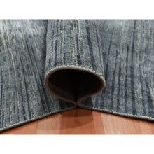 Load image into Gallery viewer, 10&#39;x14&#39; Charcoal Gray Vertical Ombre Design Pure Silk With Textured Wool Hand Knotted Oriental Rug FWR451542